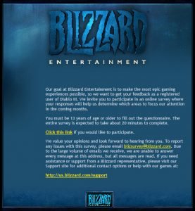 Diablo III Feedback Invitation Email