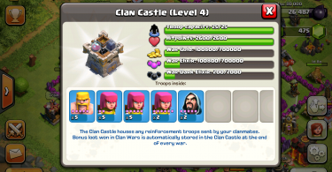 Clash of Clans - Clan Wars War Loot in Clan Castle
