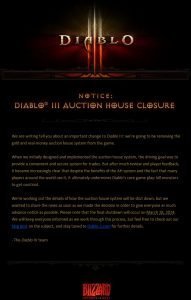 Diablo 3 Auction House Closure